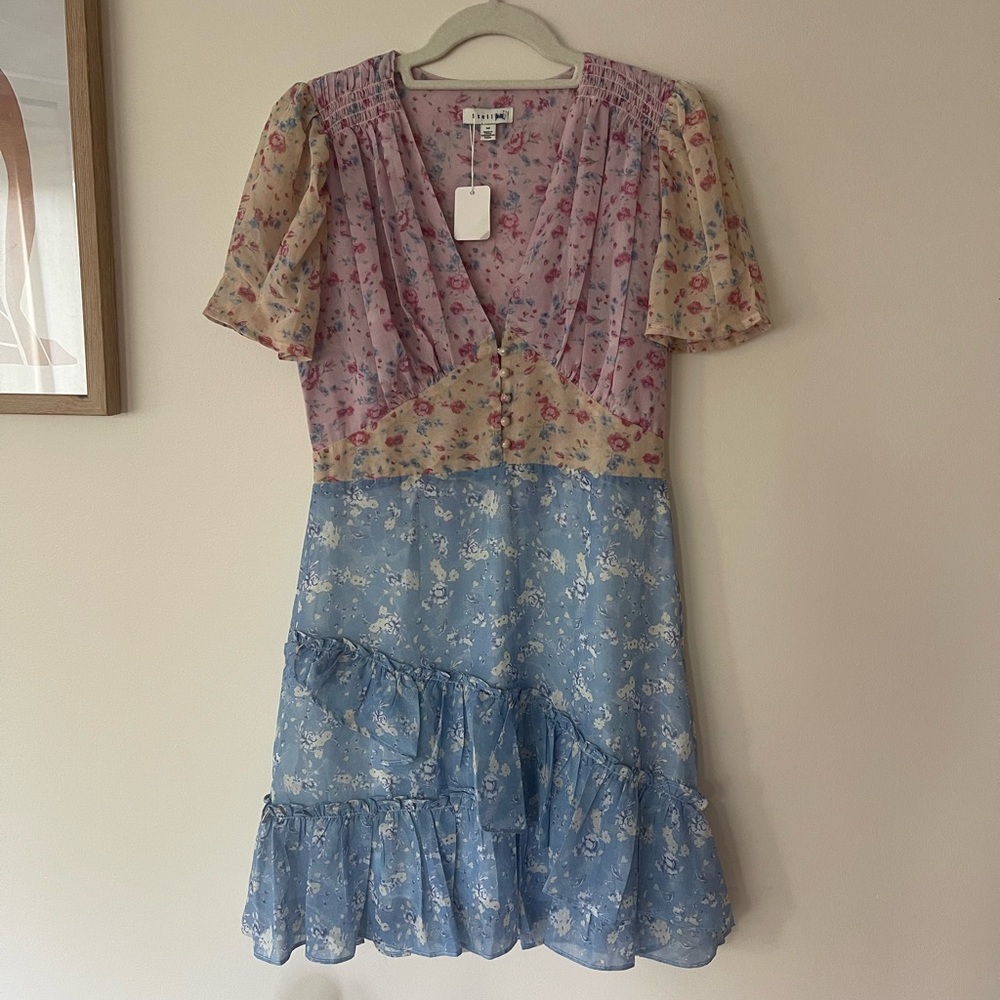 Stellah Pink and Blue Floral Dress